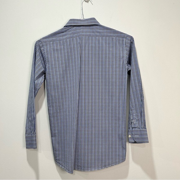 JOSEPH ABBOUD Blue Checkered Long-sleeve Dress Shirt in Boys Size 12 - Picture 3 of 4